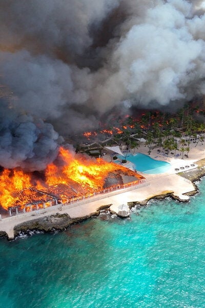 Drone Footage Captures Massive Fire at Dominican Resort